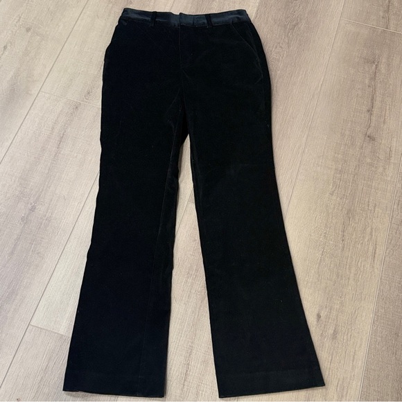 Cinq a Sept Women 0 Dark Jet Black Velvet Straight Pants 26x30” Quiet Luxury Mob - Picture 2 of 11